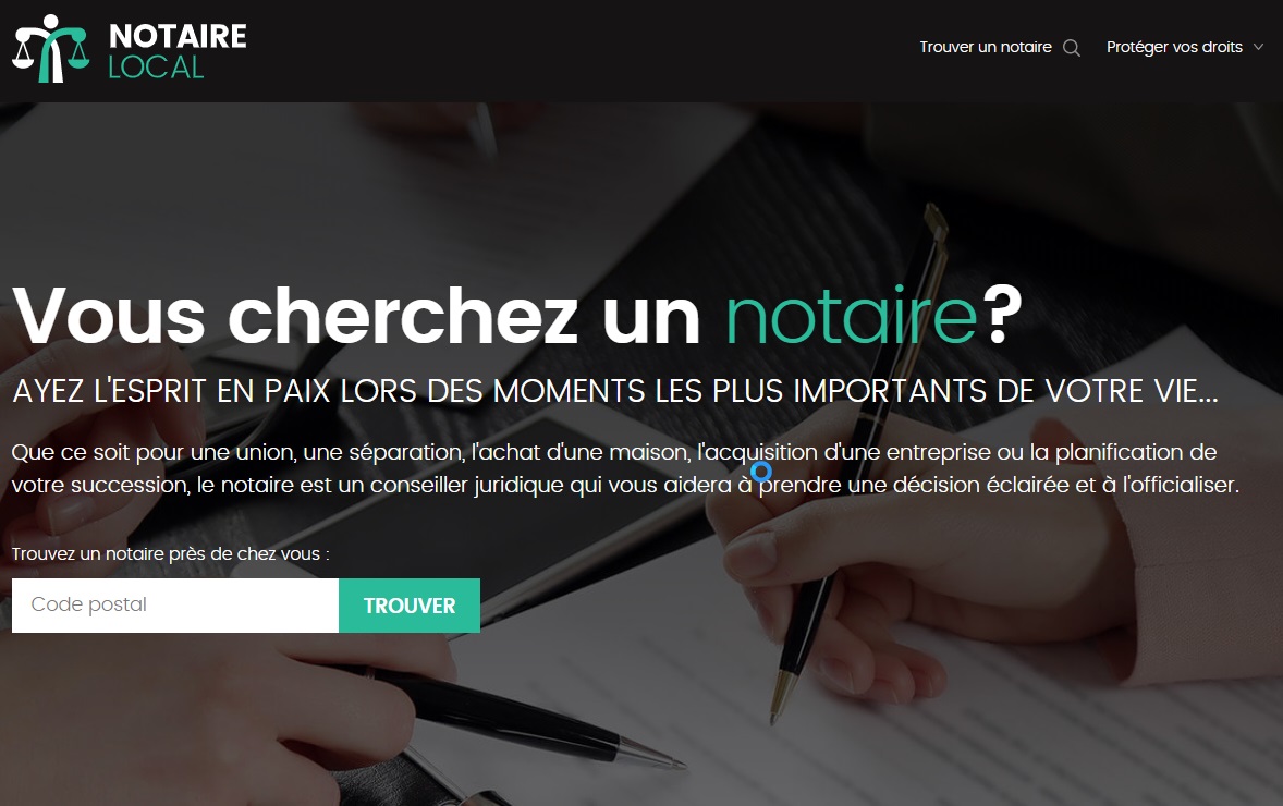 NotaireLocal.com liste des notaires au Québec. 