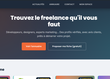 Capture d'écran de la page d'accueil du site 
