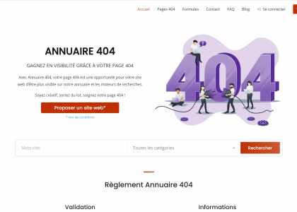 Annuaire 404 - Gagnez en visibilité grâce à votre page 404