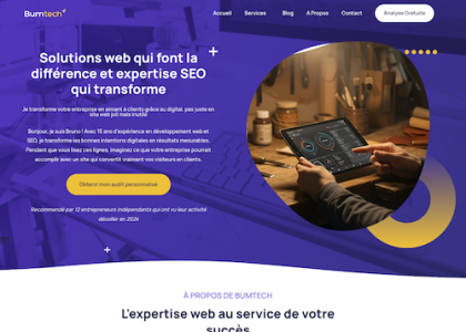 Image de la page d'accueil du site Bumtech.fr