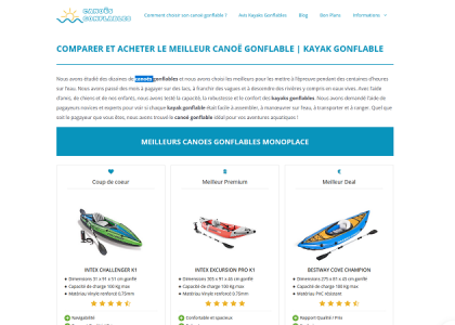Comparer et acheter le meilleur canoës gonflable