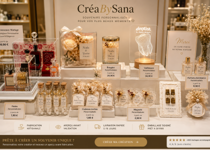 Cadeaux et décorations personnalisés CréaBySana pour mariage et événements