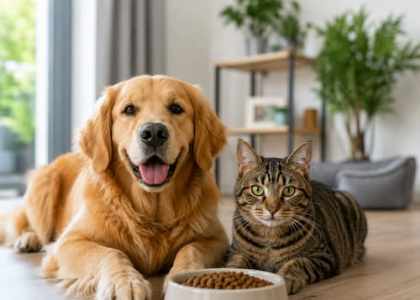 Chien et chat à la maison dans un environnement calme et adapté à leur bien-être quotidien