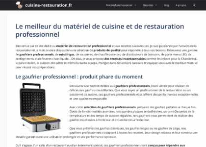 Capture d'écran de la page d'accueil du site cuisine-restauration.fr