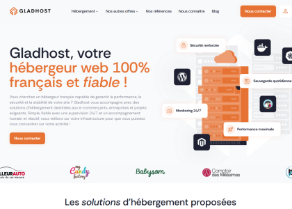 Page d'accueil du site de l'hébergeur français Gladhost