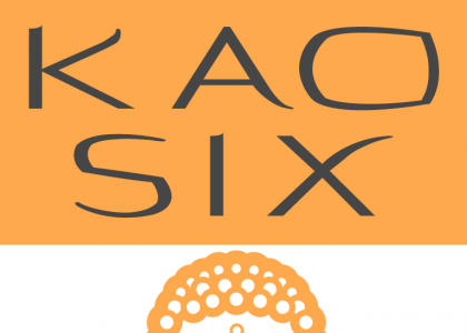 Logo kaosix orange et tête de Bouddha