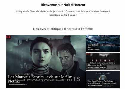 Nuit d'Horreur critique de films, séries et jeux vidéo d'horreur