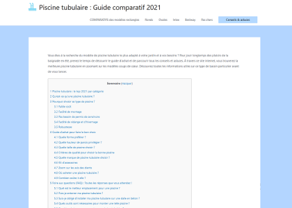 Guide d'achat comparatif des piscines tubulaires