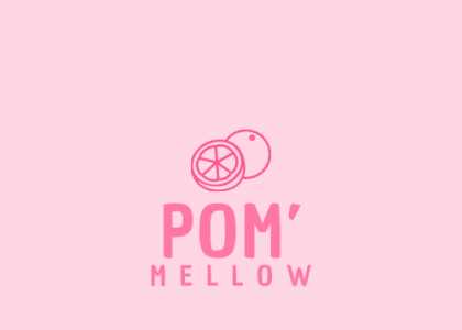 logo du blog Pom'Mellow, site dédié au rangement sur fond rose