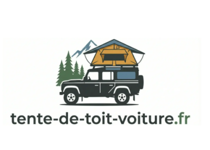 Tente de toit rigide installée sur les barres de toit d'une voiture en bivouac