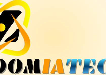 Logo ZoomIATech avec symbole technologique jaune et noir représentant l'innovation numérique